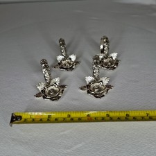 Vintage Rose Silver Napkin Ring Place Card Holder Set of 4