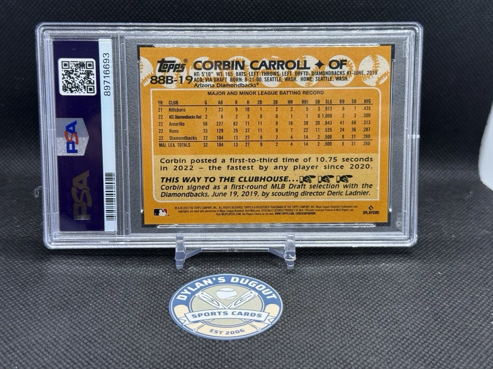 2023 Topps Japan Edition 1988 Topps Cherry Tree Variations Corbin Carroll PSA 10 - Image 2 of 2