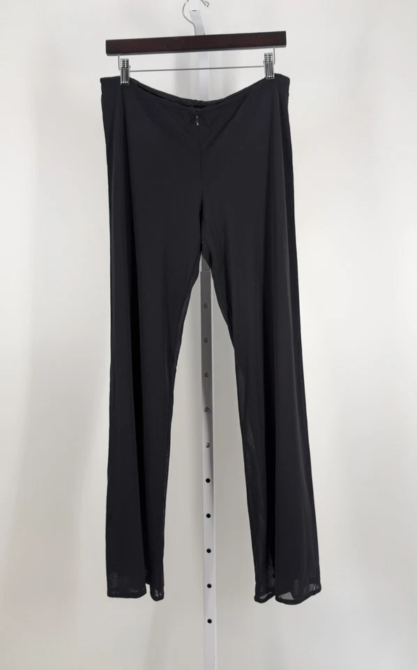 Pantalones elásticos Vivienne Tam Vintage Años 90 Y2K Negros 2 Capas Malla Transparente Tejido Bodycon Foto 3 de 4