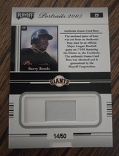 2003 Playoff Portraits * BARRY BONDS SILVER MATERIALS GAME-USED BASE RELIC /50