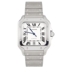 Cartier Santos Large Stainless Steel Silver Dial 47.5x39.8mm WSSA0018 Full Set