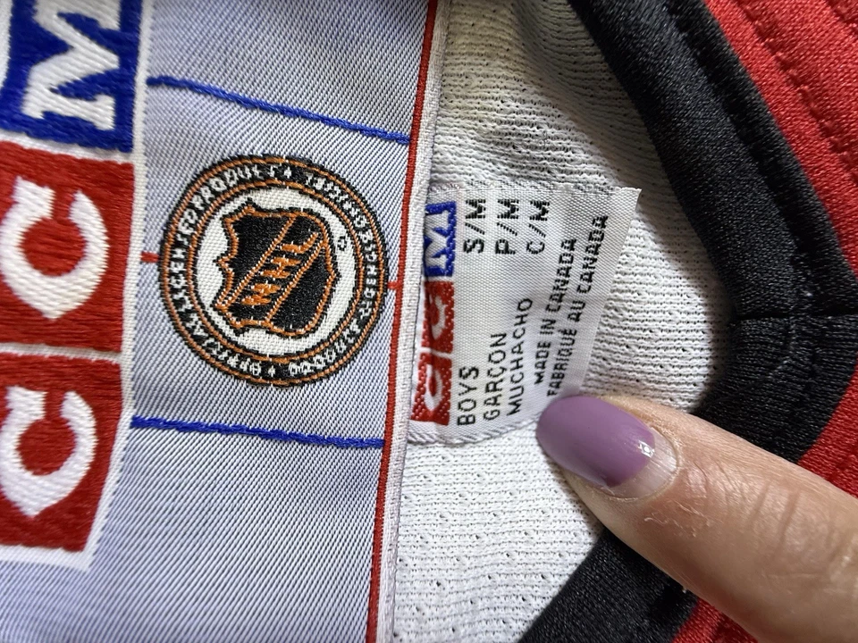 Camiseta De Colección Años 90 NHL Starter Chicago Blackhawks Chris Chelios Juvenil S/M Foto 3 de 4