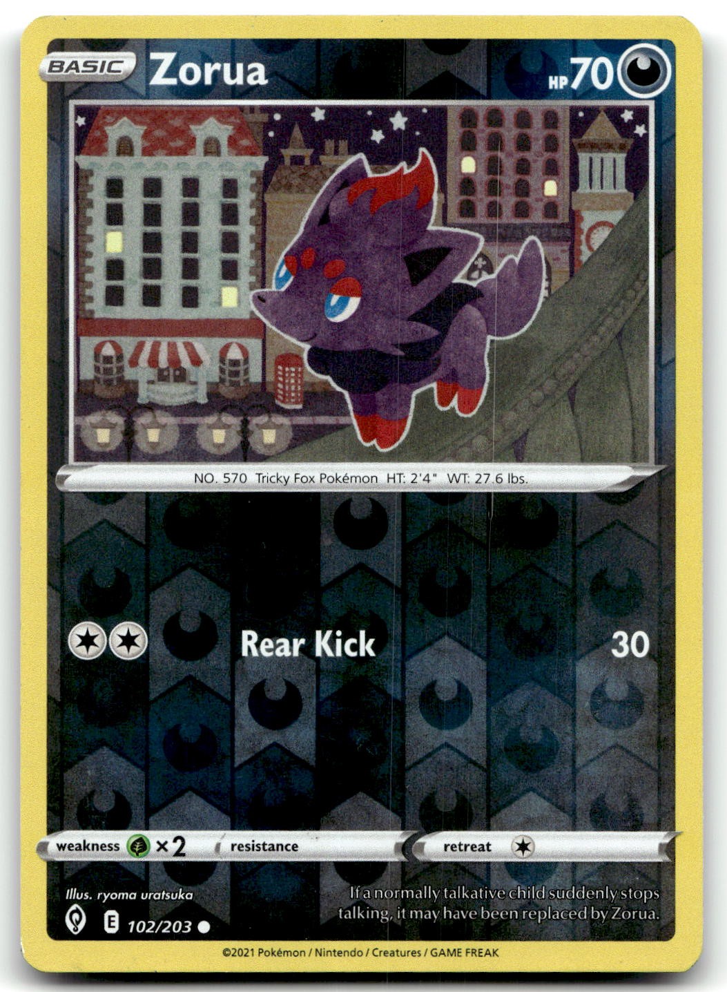 Zorua 102/203 SWSH07: Evolving Skies Common Reverse Holo Pokemon TCG LP