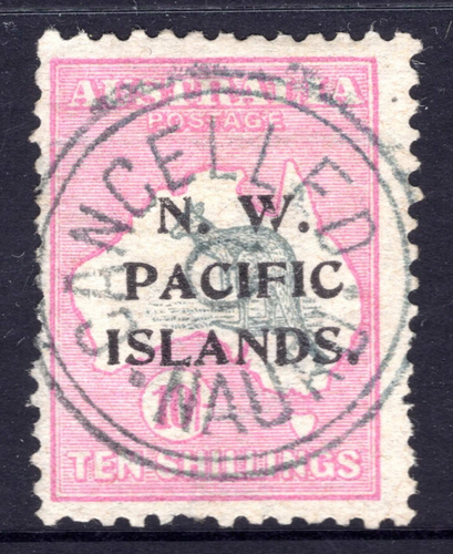 NWPI / N.W.P.I. / New Guinea 10/- Pink & Grey Roo 1st  WMK CANCELLED NAURU