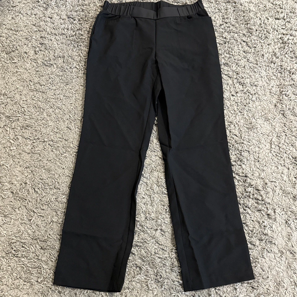 (LOTE DE 2) NUEVO L Cintas Pantalones Mujer Negro Pull On Pierna Recta Uniforme Elástico Foto 3 de 4