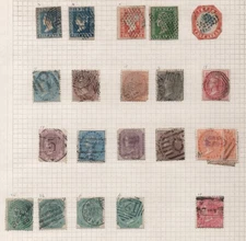 BRITISH INDIA 1850S-1900 QV STAMP COLLECTION 60+ ON QUADRILLE PAGES