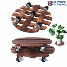 2pcs 13" Wooden Plant Caddy Round Plant Dolly Roller Patio/Flower/Succulent Pots