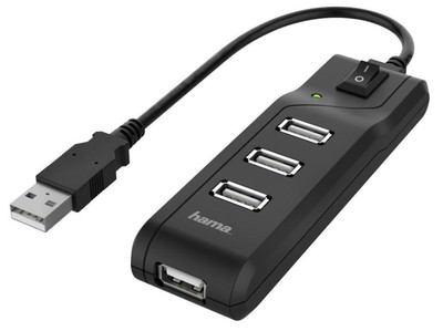 HAMA - 4 Port USB 2.0 Hub with Power Switch