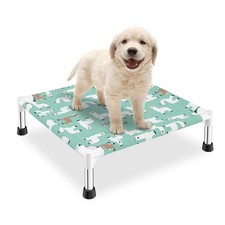 Cute Alpaca Print Elevated Dog Bed - Portable Cooling Pet Cot for Small Dogs ...