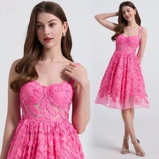 Vestito Abito Elegante Longuette Morbido Rosa Pizzo Con Corpetto GIPSY 39307