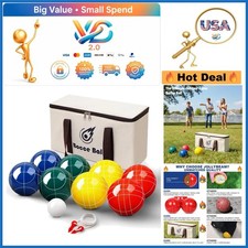 Regulation Size Bocce Ball Set 107mm with Pallino Carrying Bag Rope Family Game