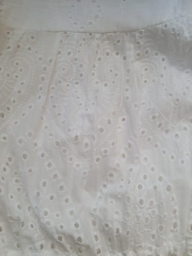 JAASE Maxi Dress XS Extra Small White Eyelet Embroidered Tiered Boho Gypsy Flowy - Picture 11 of 24