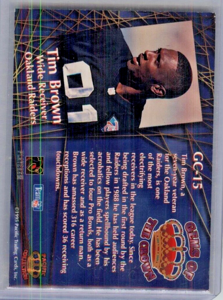 1995 Pacific Gems of the Crown Tim Brown #GC15 OAKLAND RAIDERS - Image 2 of 2