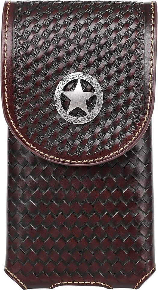 7" LONESTAR WESTERN LEATHER POUCH BELT LOOP CELL PHONE HOLSTER CASE UNIVERSAL - Image 3 of 4