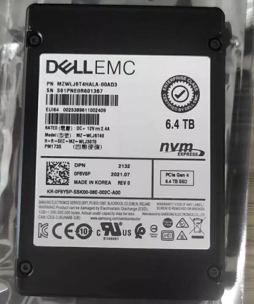 Samsung PM1735 NVME MZWLJ6T4HALA-00AD3 0F6V5P DELL
