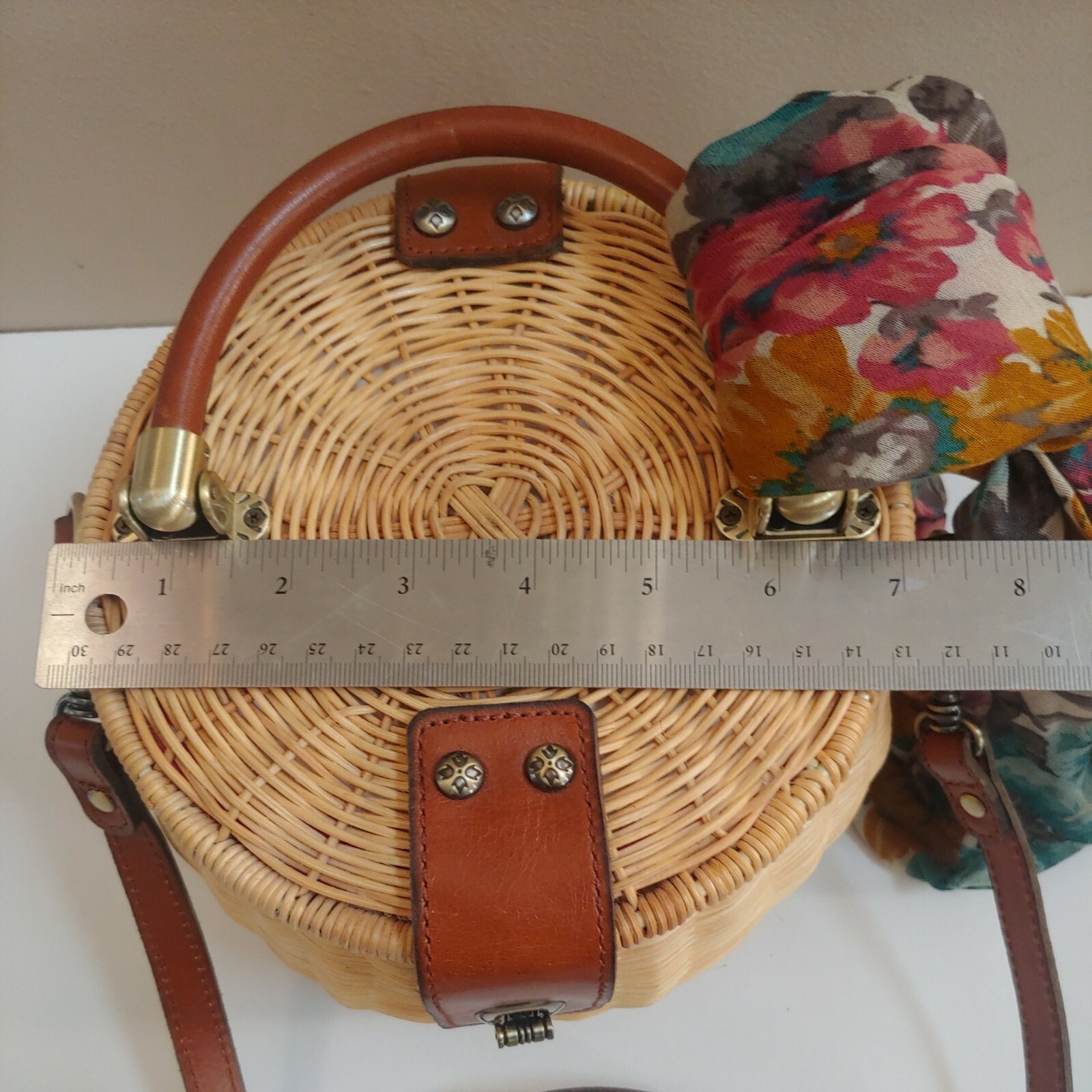 Patricia Nash Rattan Wicker Antiniana Round Crossbody… Gem