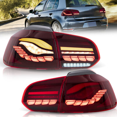 VLAND LED Tail Lights Red Fit 2008-13 VW GOLF MK6 With Turn Sequential Signals