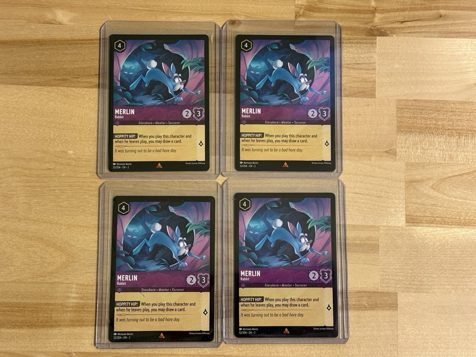 4x Merlin Rabbit Non-Foil 52/204 Disney Lorcana Rise of the Floodborn ...