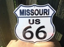 Rt. 66 Missouri White Americas Highway Sign Novelty Metal 12" x 12" Road
