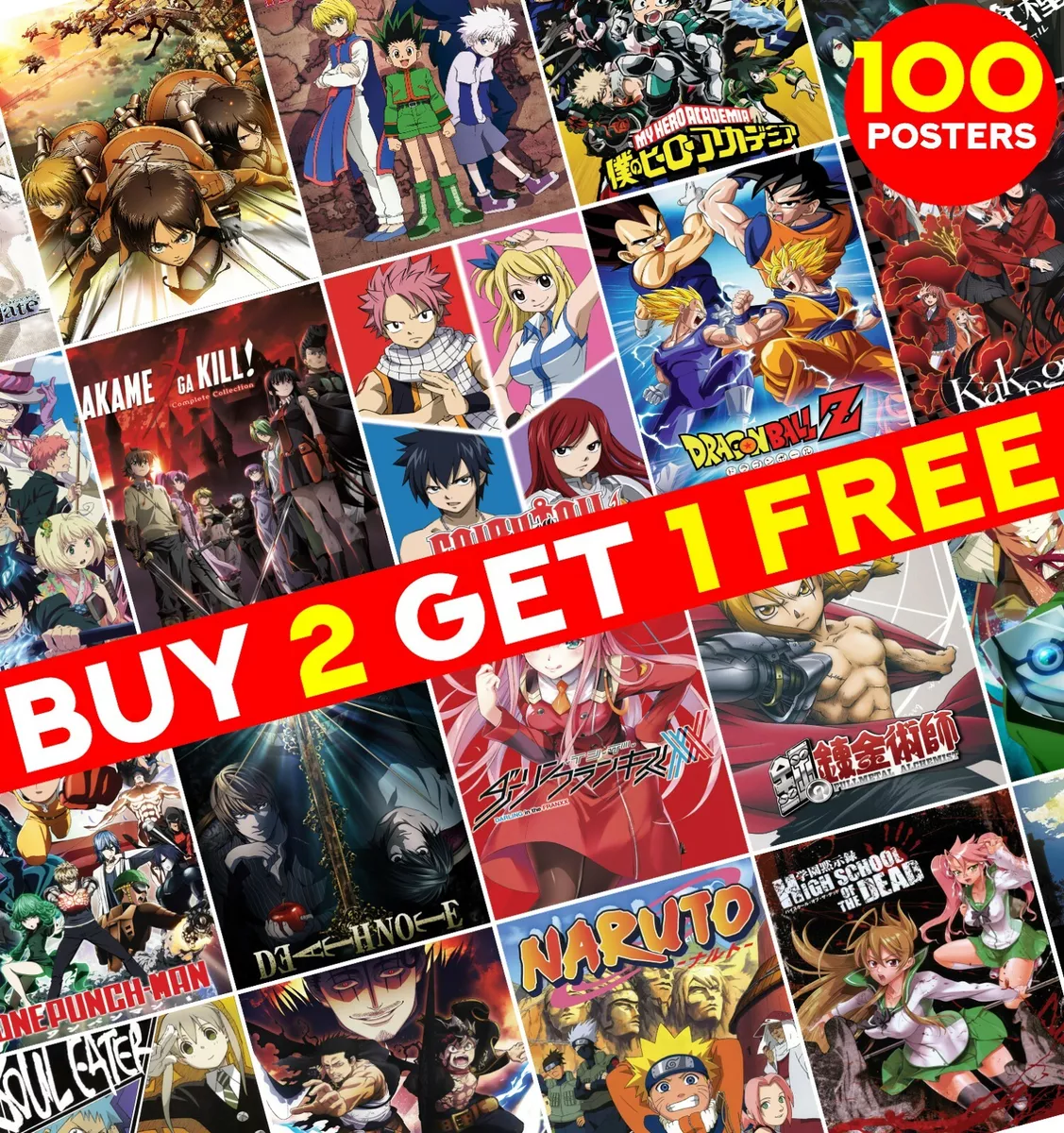  POSTER STOP ONLINE Fairy Tail - Manga/Anime TV Show  Poster/Print (Character Grid) (Size 24 x 36): Posters & Prints