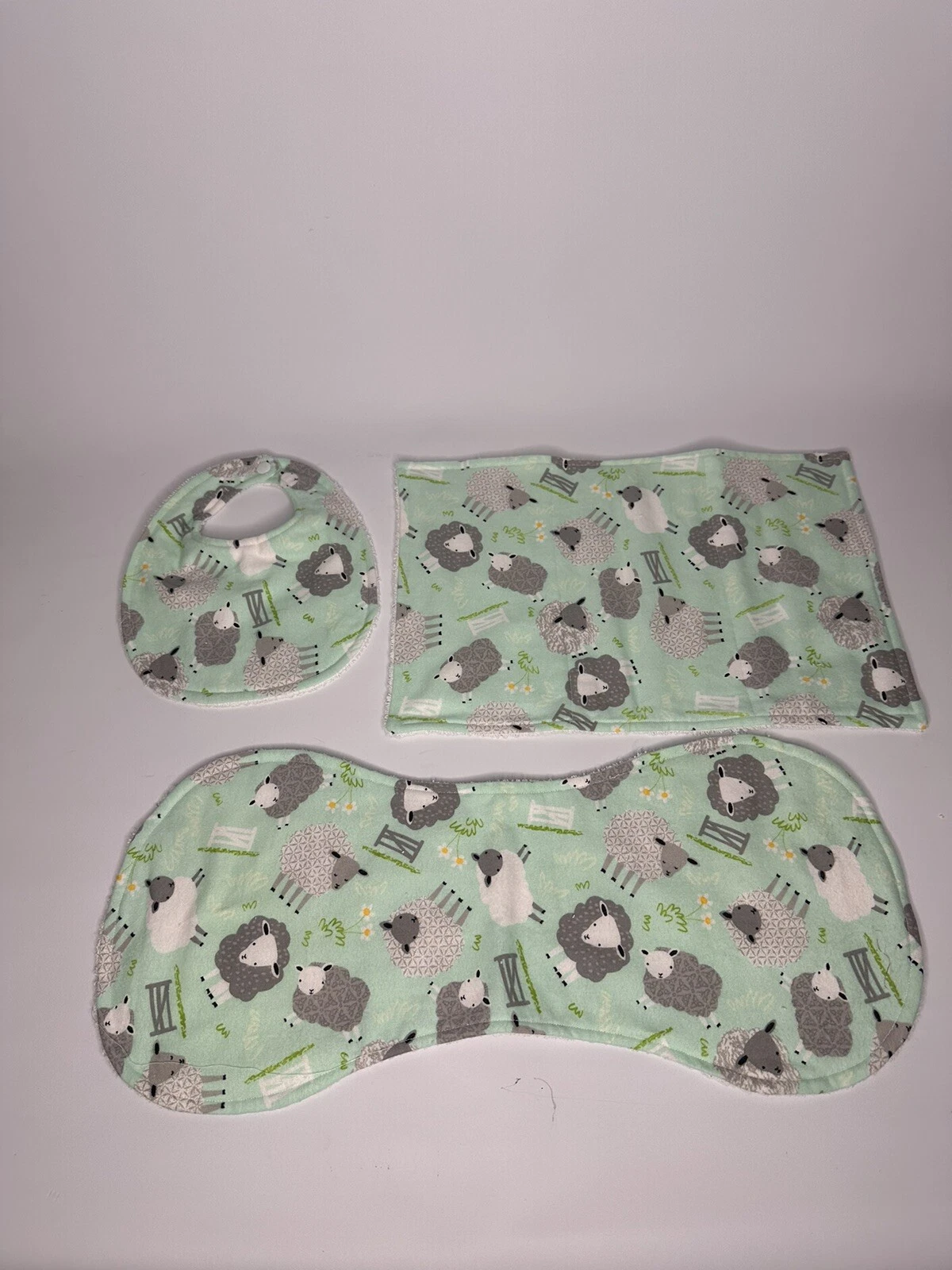 Baby Bib / Burp Cloth plus Washer Handmade Set 100% Cotton