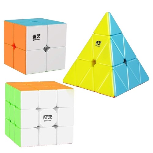 AuntyFey Speed Cube Set – 4 Stück Magic Würfel | 2x2, 3x3, 4x4 & Pyramide | Stickerless & Smooth