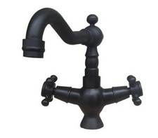 Black Brass Swivel Spout Kitchen Sink Faucet Bathroom Basin Cold Hot Taps 2nf338