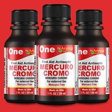Arymar Mercuro Chromo – First Aid Antiseptic for Wounds, 1 fl oz (3-Pack)