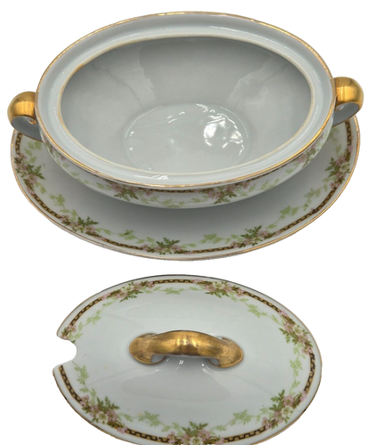 Tirschenreuth Biltmore Tureen Gravy Boat with Lid and Attached Underplate - Picture 5 of 12