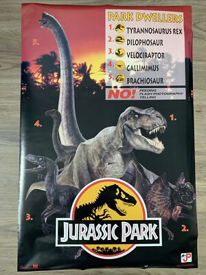 Jurassic Park ビンテージポスター 1993年 Vintage 1993 Jurassic Park Movie T-Rex Poster 22.375x34'' Inch NEW