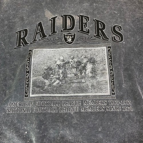 Raiders Vintage 90s Crew Stonewash Sweatshirt Mens XL Oakland LA Flaws Holes - Picture 10 of 12