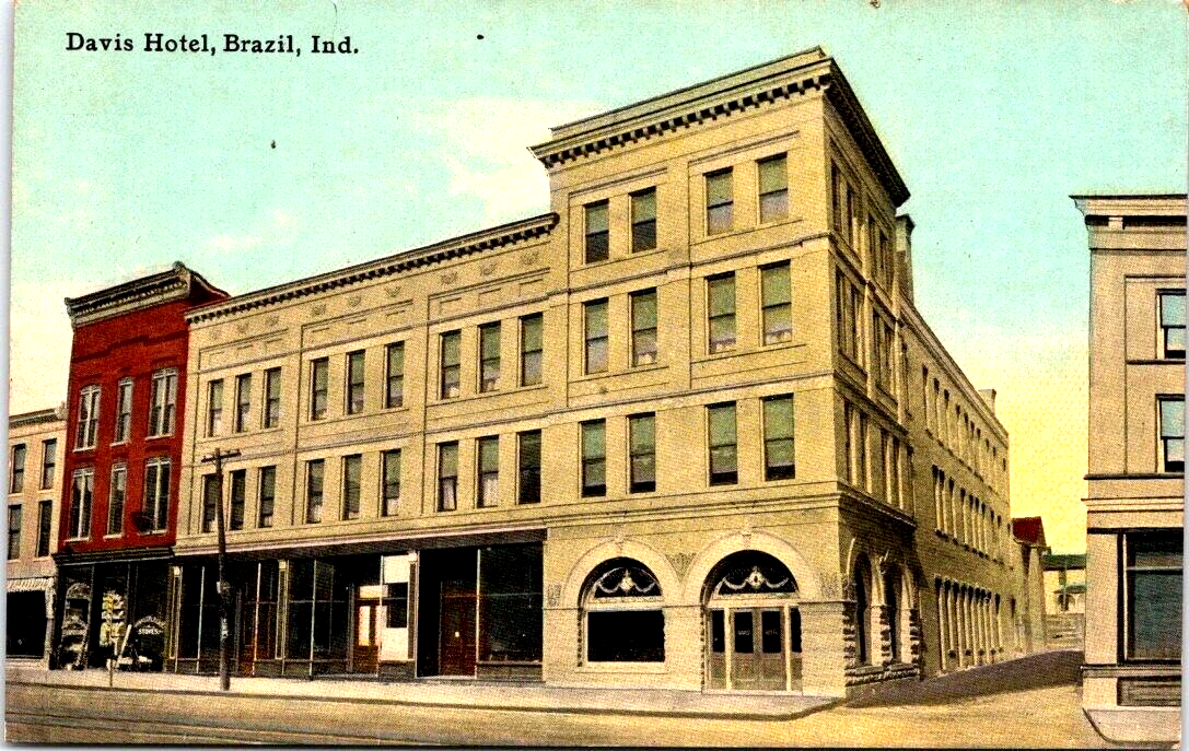 Postcard Brazil Indiana Downtown Davis Hotel Unposted eBay