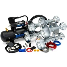 HornBlasters Admiral Chrome 228H Loud Train Horn Kit for Truck w/ Compressor