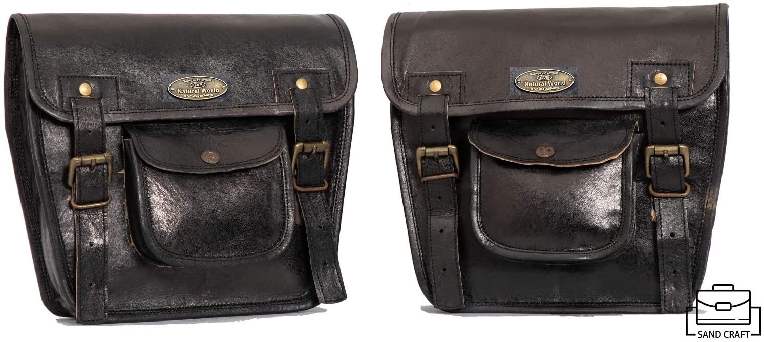 Sacoche de selle moto en cuir noir pour ranger vos affaires en sécurité