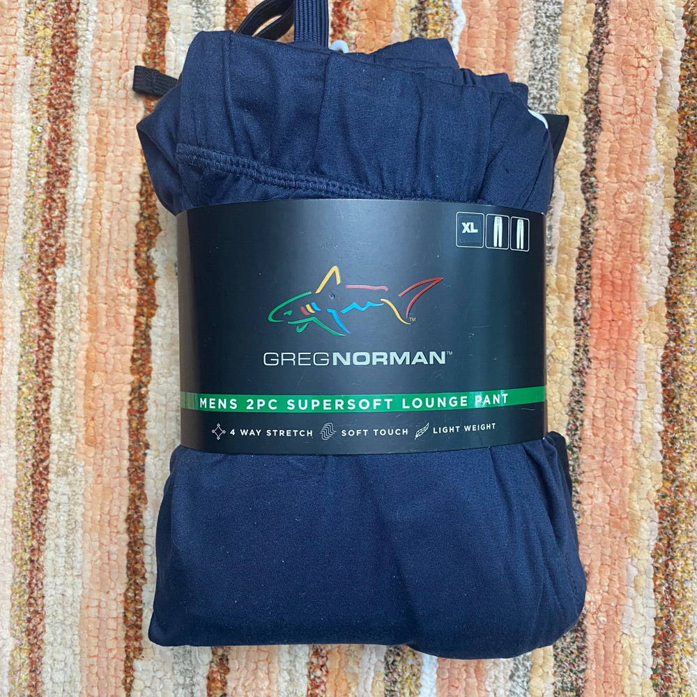 Greg Norman Mens XL Supersoft Lounge Pants Black and Blue 2-Pack  