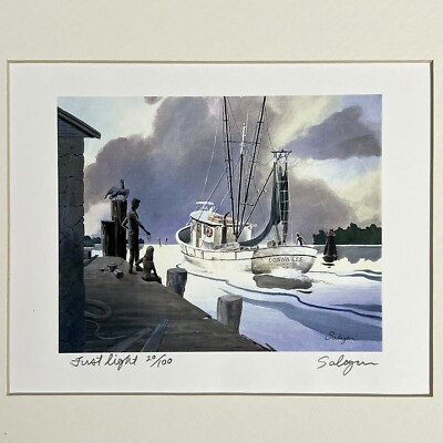 First Flight Fishing Boat Original Art Print Lester Salazar Key West 20/100