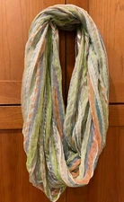 Collection 18 Hint of Mint Infinity Loop Striped Scarf  NWT NEW MSRP $32