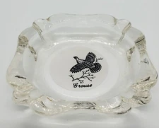 Vintage Glass Grouse Ashtray Bird Mid Century 1960's EUC