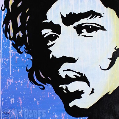 Jimi Hendrix - Original Pop Art Painting By Babes Kopp - Music Icon Portrait