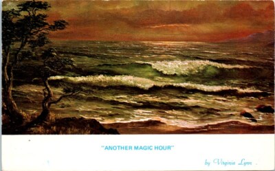 ''Another Magic Hour'' Virginia Lynn painting SUNSET SEASCAPE Cambria, CA Postcard