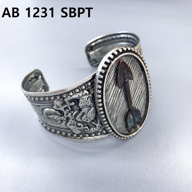 Download Antique Silver Finished Embossed Patina Color Arrow Design Metal Cuff Bracelet | eBay