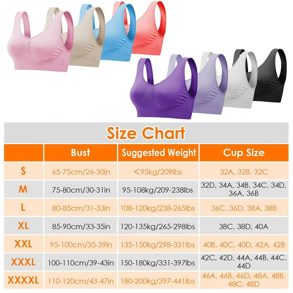 3Pack Sport Bras Seamless Wire Free Weight Support Tank Sports Yoga Sleep Bra US - Image 2 of 4