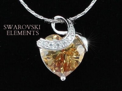 Halskette Anhänger Herz Charm CAMEL Swarovski  Elements vergoldet Top Qualität 