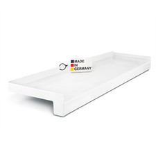 Aluminium Fensterbank Außen Weiß RAL 9016 Tiefe 50-225mm mit Alu-Putz Abschluss