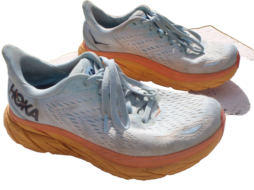 Hoka One One CLIFTON 8 BLUE CORAL ORANGE DAMEN 7,5 D WEITE EU 39 1/3