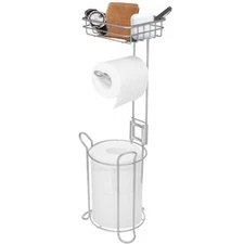 Free Standing 3 Rolls Metal Toilet Paper Holder Stand Storage Tissue Dispenser