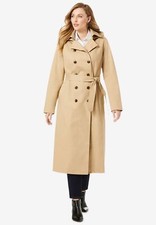 Jessica London Outerwear Sz. 14w Double Breasted Long Trench Coat In Khaki