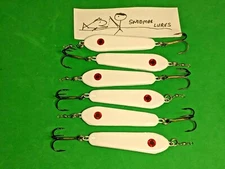 6 - 2 OZ SLAB SPOON FISHING JIGGING CASTING LEAD LURES with ring and swivel