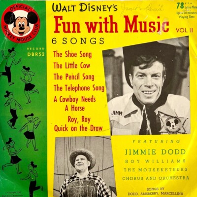 Walt Disney 78 1955 Fun With Music Jimmie Dodd Mouseketeers 10'' Record VRA1 