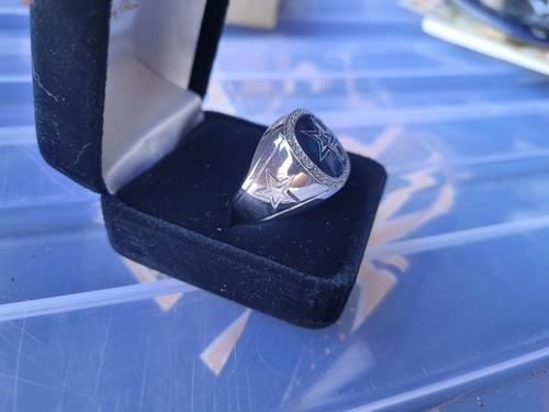 Dallas Cowboys Danbury Mint Sterling Silver ring star logo w/gem border - Picture 3 of 5